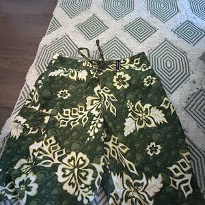Green and Yellow Patterned Shorts